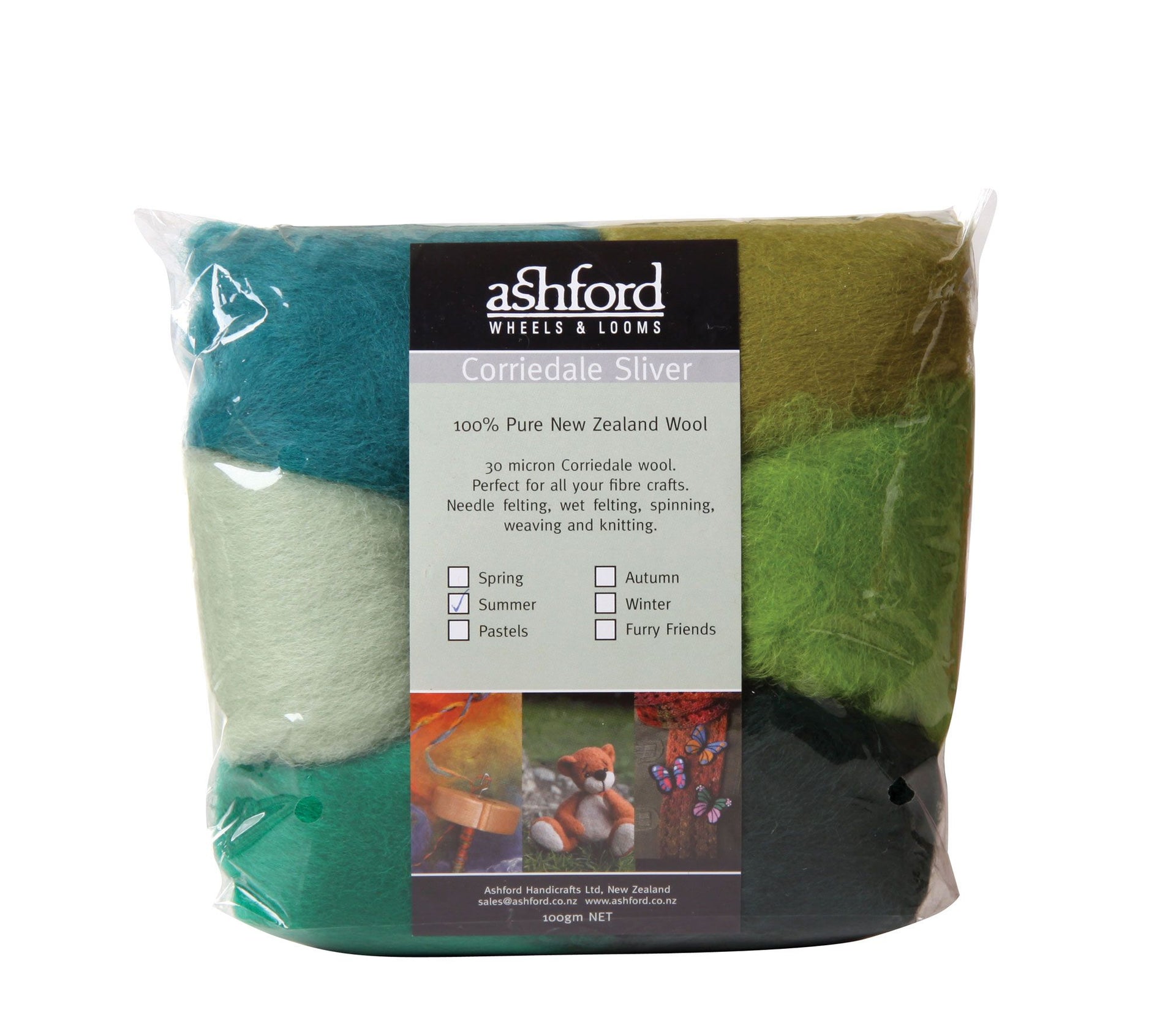 Ashford Corriedale Sliver Pack 7  Colour Summer - 100gm CSPSU