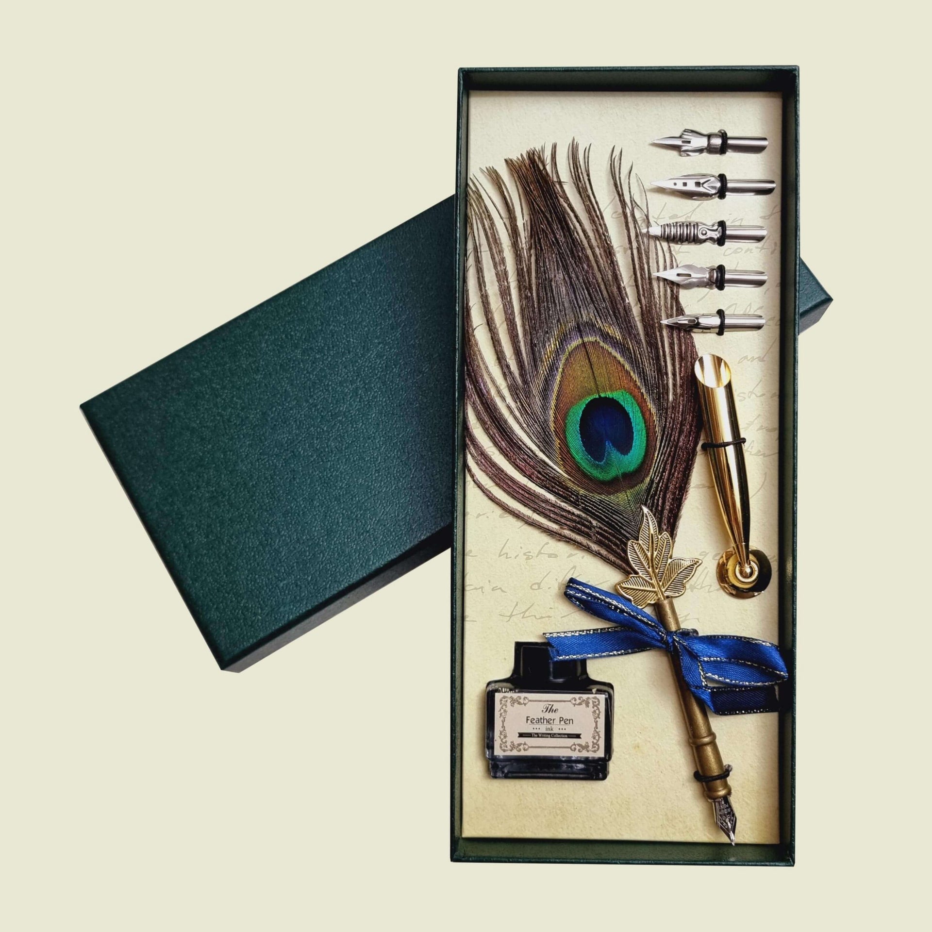 Feather Calligraphy Pen Set - Peacock