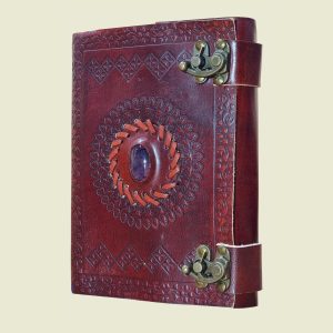 Leather Journal - Medium Amethyst Stone