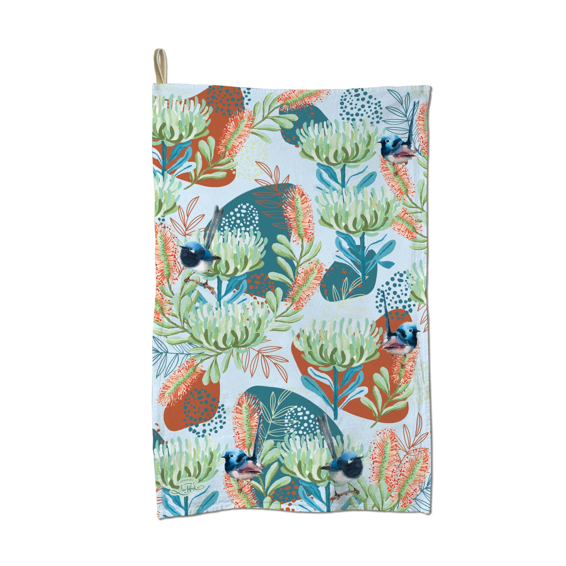 Lisa Pollock - Tea Towel Blue Wren - TT11