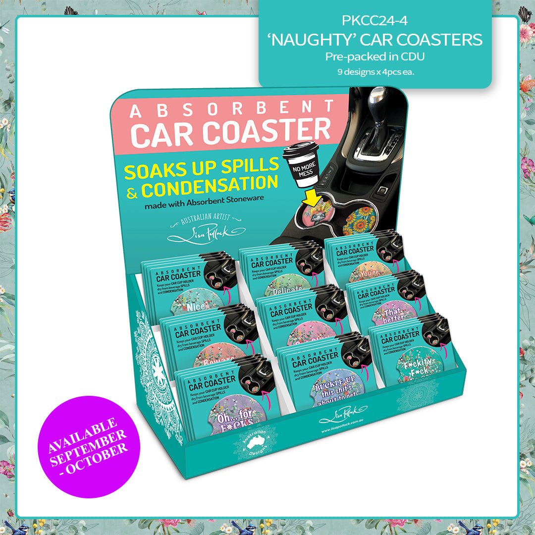 Lisa Pollock Car Coasters Naughty Mix set PKCC24-5