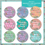 Lisa Pollock Car Coasters Naughty Mix set PKCC24-5